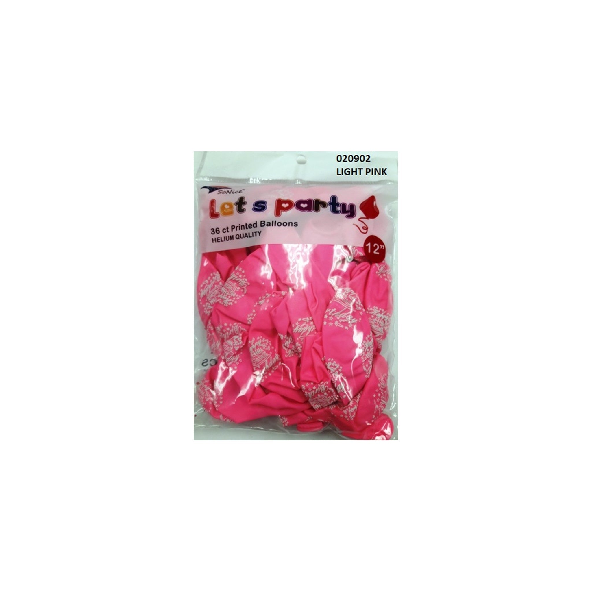 (c) Balloon Happy Birthday Light Pink 36ct